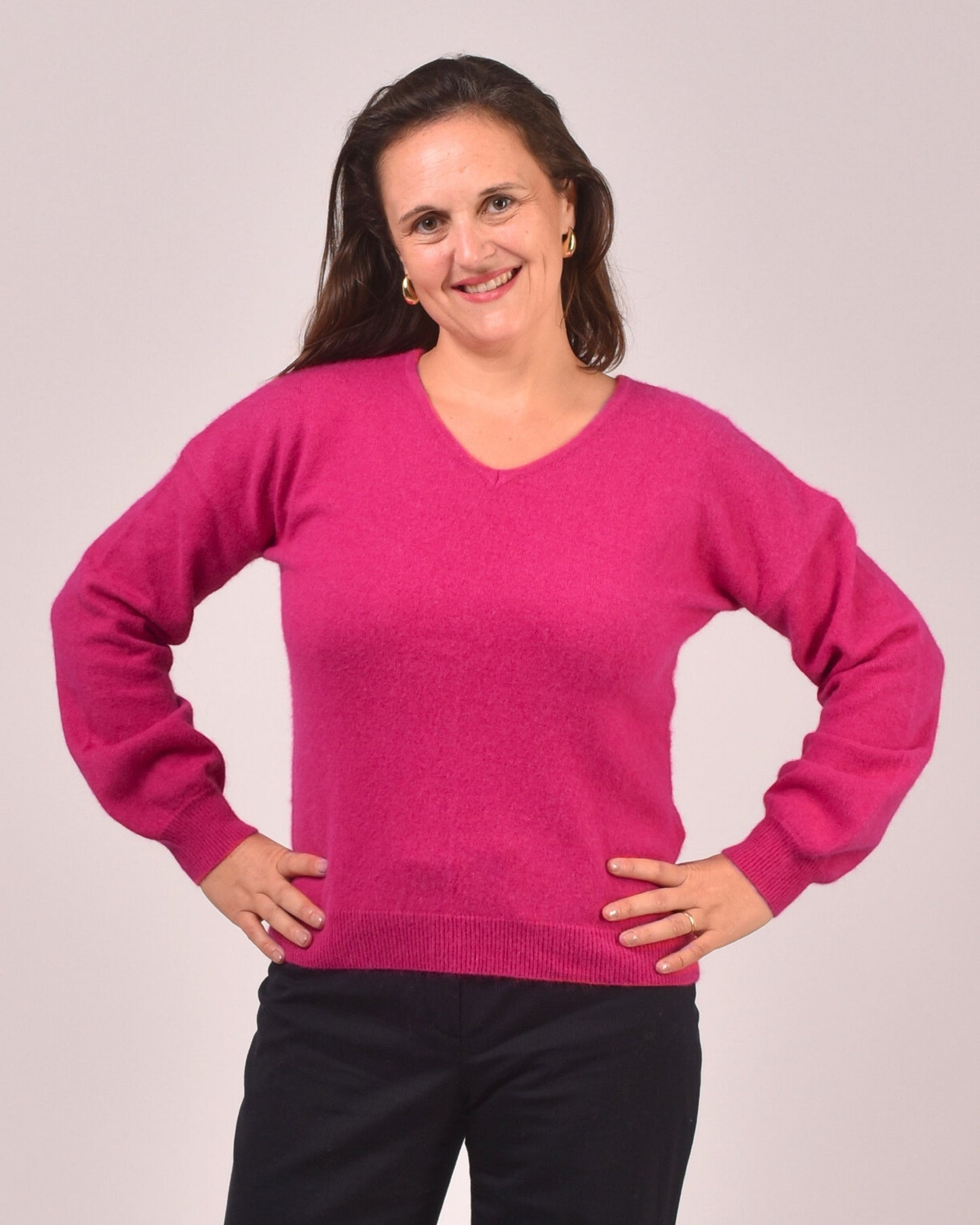 Fuchsia - Aurelie ist 1,65 m groß und trägt Größe L