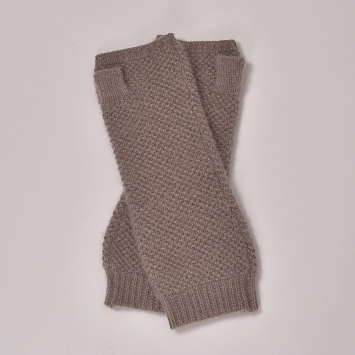 Taupefarbene fingerlose Kaschmir-Handschuhe