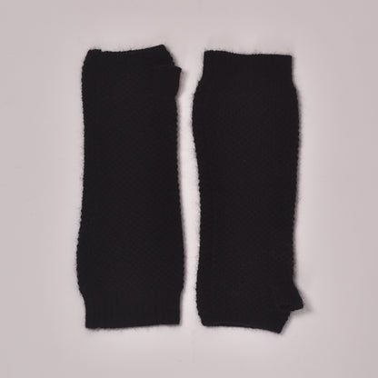 Schwarze fingerlose Kaschmir-Handschuhe